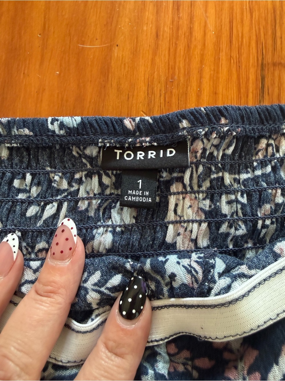 Torrid Navy Floral Strapless Peplum Top — Torrid Size 1 - Picture 2 of 3